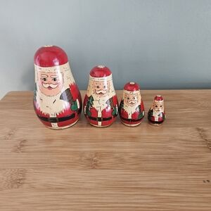 Santa Nesting Dolls Set - Red and White